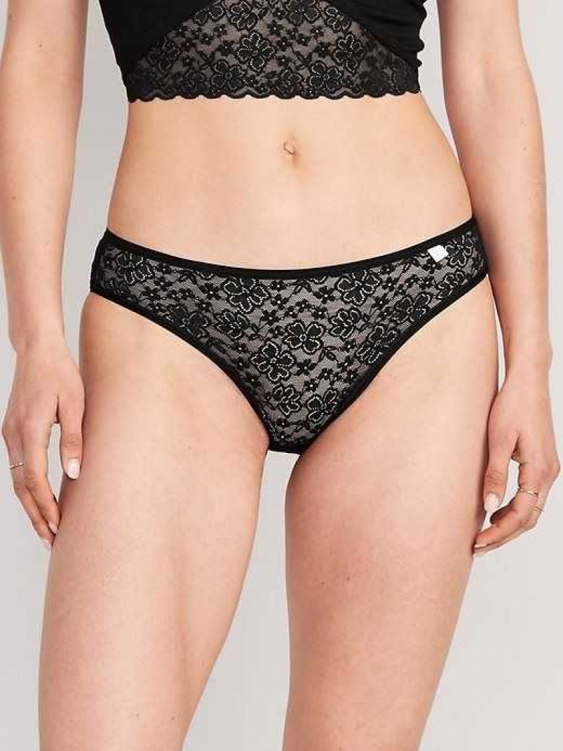 Old Navy Lace Bikini Underwear Black | BDE217496