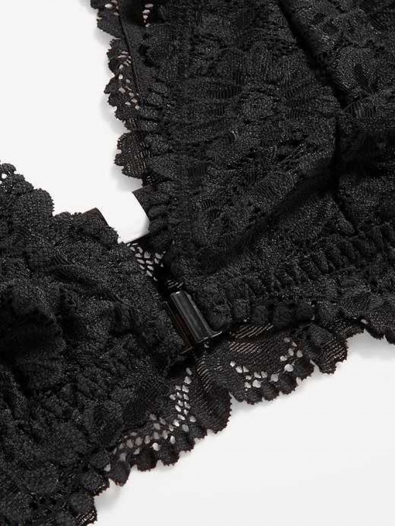 Old Navy Lace Front-Close Bralette Top Black | HKM463950