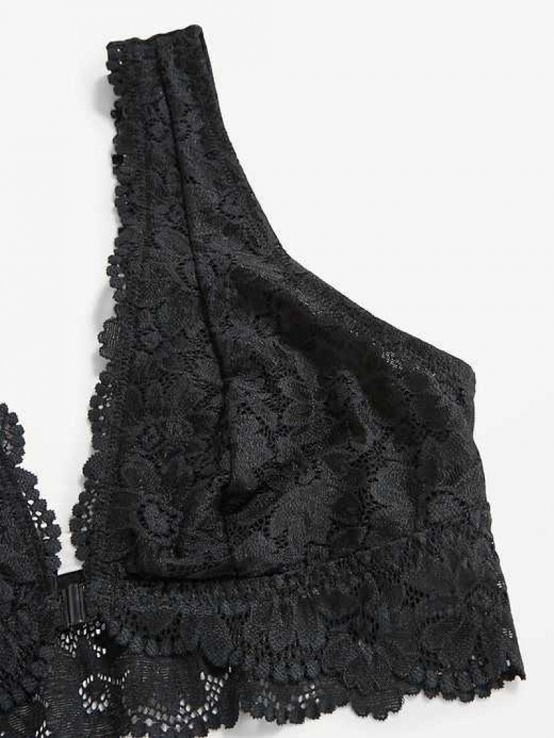 Old Navy Lace Front-Close Bralette Top Black | EOX162097