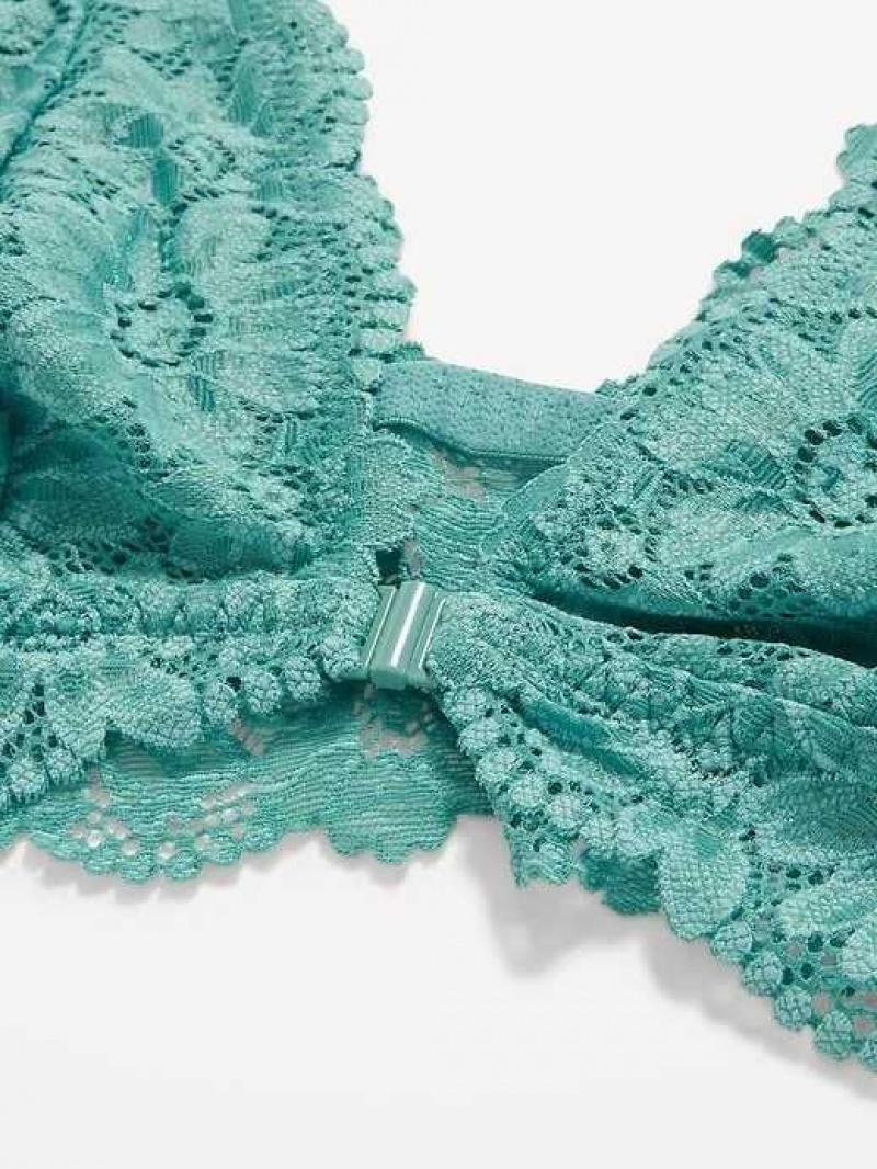 Old Navy Lace Front-Close Bralette Top Green | LJD061257