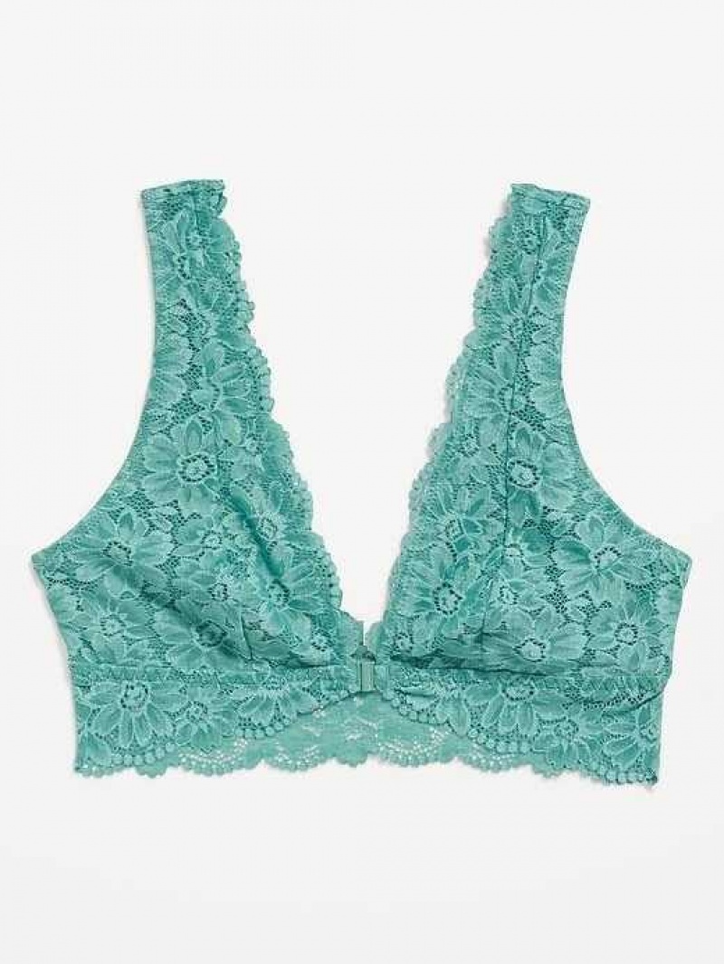 Old Navy Lace Front-Close Bralette Top Green | LJD061257