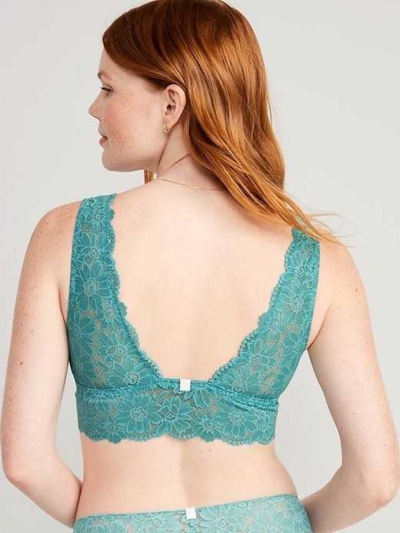 Old Navy Lace Front-Close Bralette Top Green | VPS709562