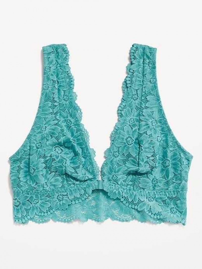 Old Navy Lace Front-Close Bralette Top Green | VPS709562