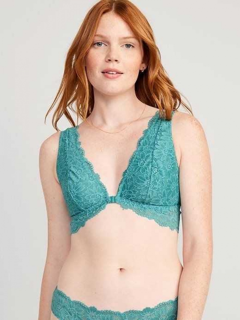 Old Navy Lace Front-Close Bralette Top Green | VPS709562