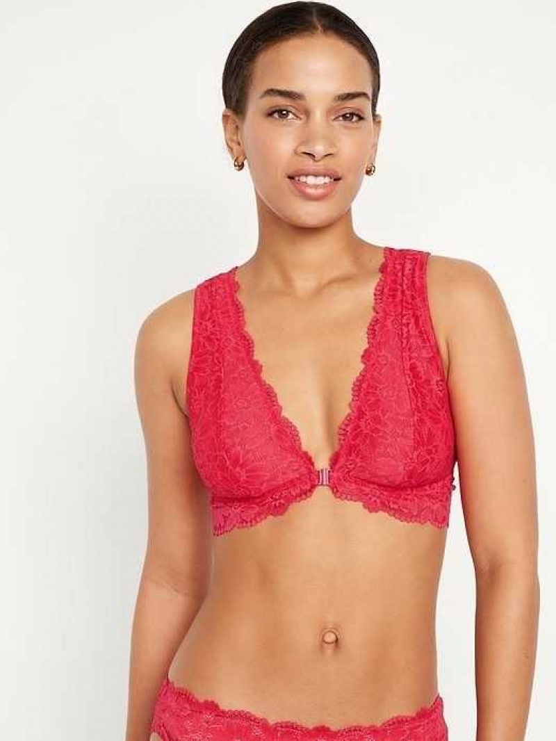 Old Navy Lace Front-Close Bralette Top Light Pink | DLJ492138