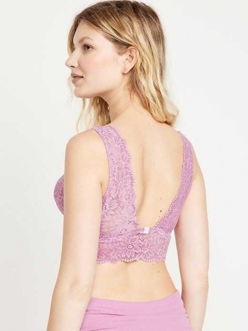 Old Navy Lace Front-Close Bralette Top Purple | KLO164038