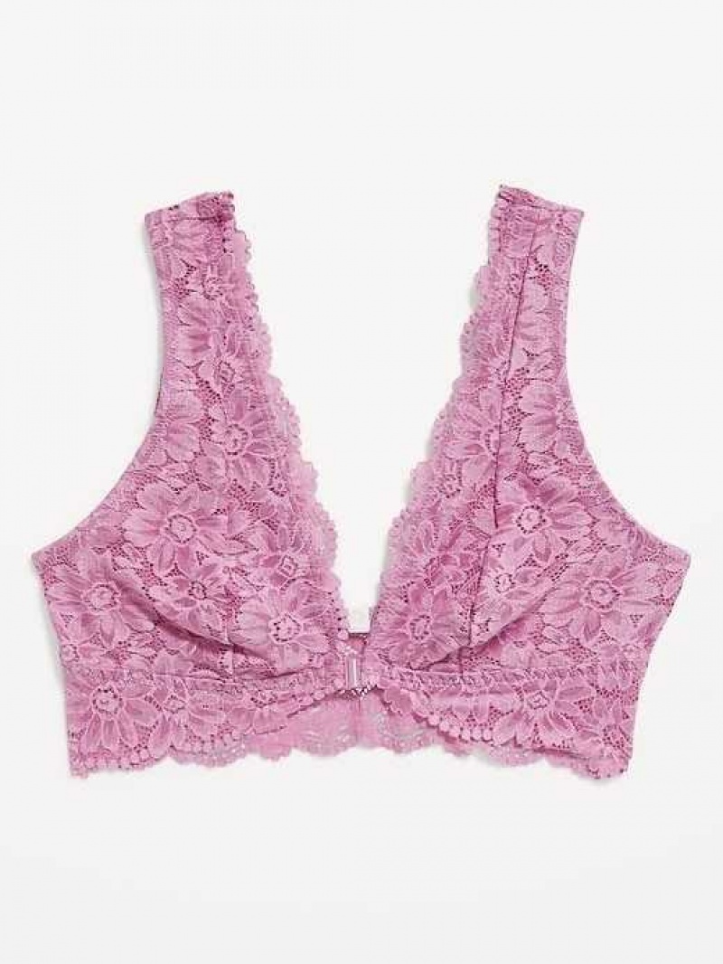 Old Navy Lace Front-Close Bralette Top Purple | KLO164038