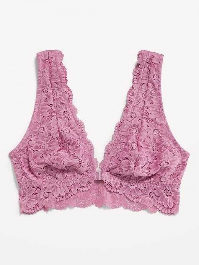 Old Navy Lace Front-Close Bralette Top Purple | BKL801259