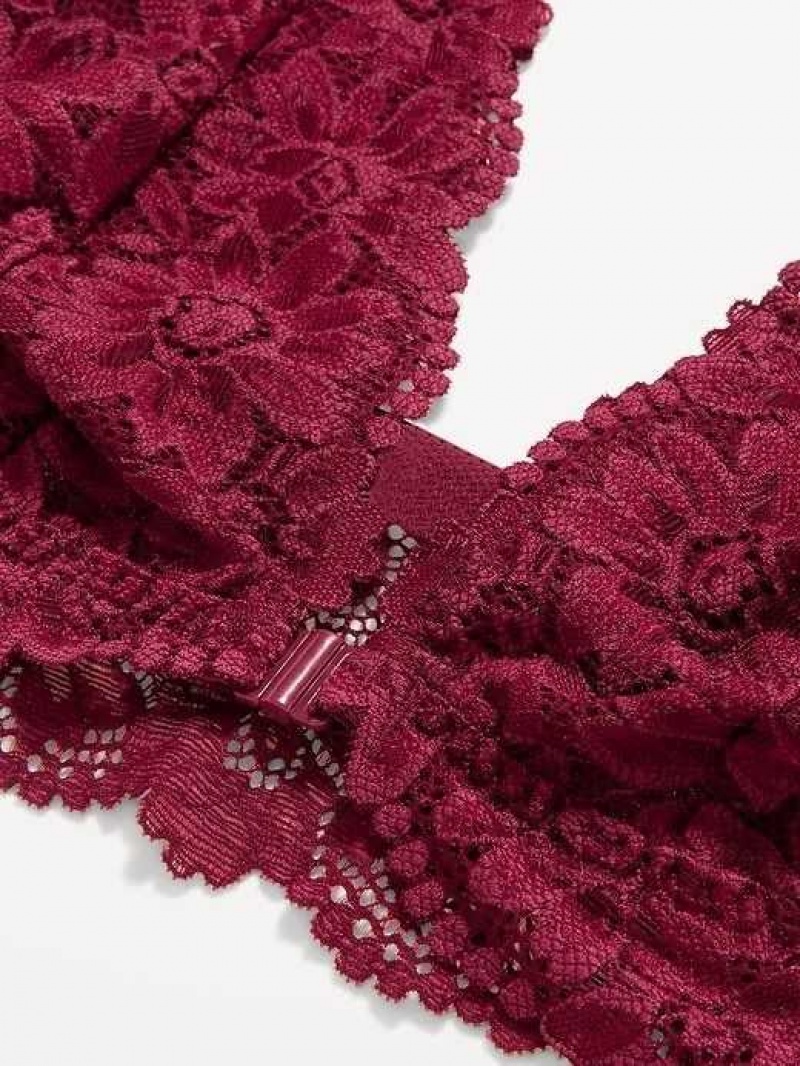 Old Navy Lace Front-Close Bralette Top Red Burgundy | PDA014678