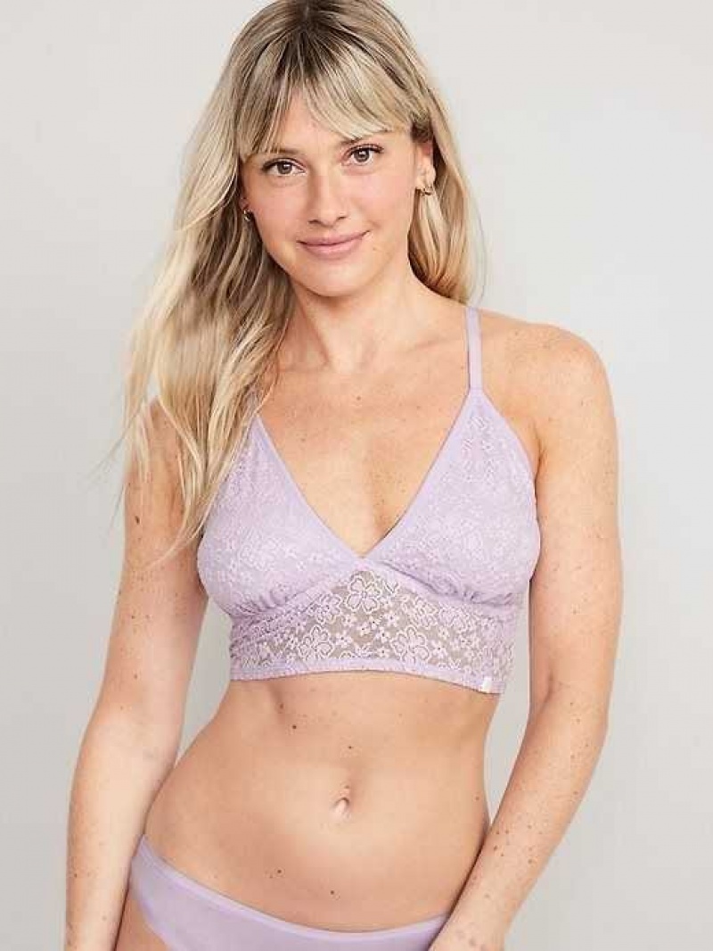 Old Navy Lace Longline Racerback Bralette Lavender | XEV649170