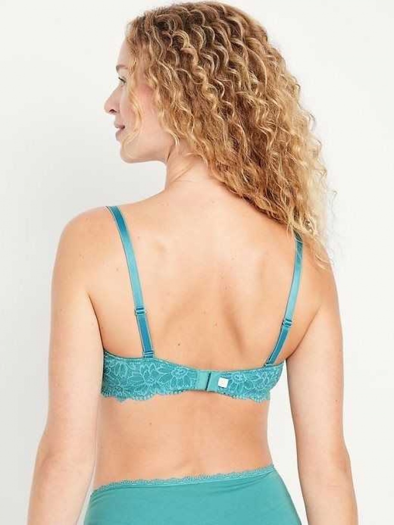 Old Navy Lace Underwire Balconette Bra Green | ULS874051