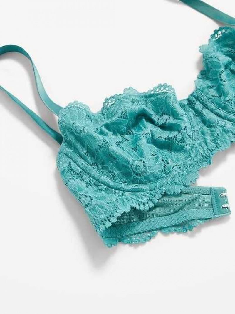 Old Navy Lace Underwire Balconette Bra Green | ULS874051