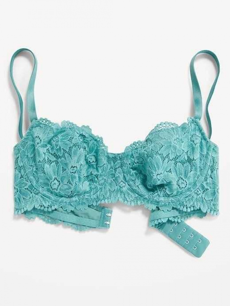 Old Navy Lace Underwire Balconette Bra Green | ULS874051