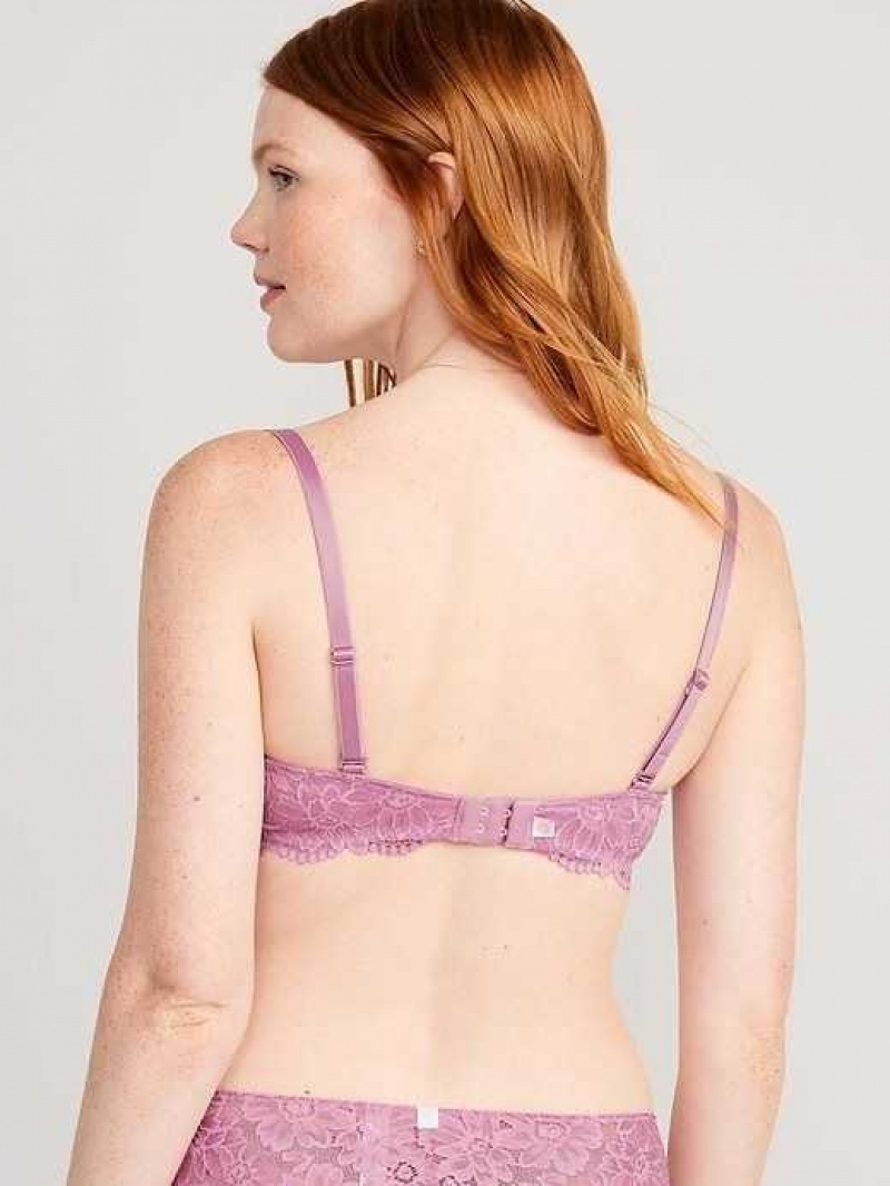 Old Navy Lace Underwire Balconette Bra Purple | AJH347605