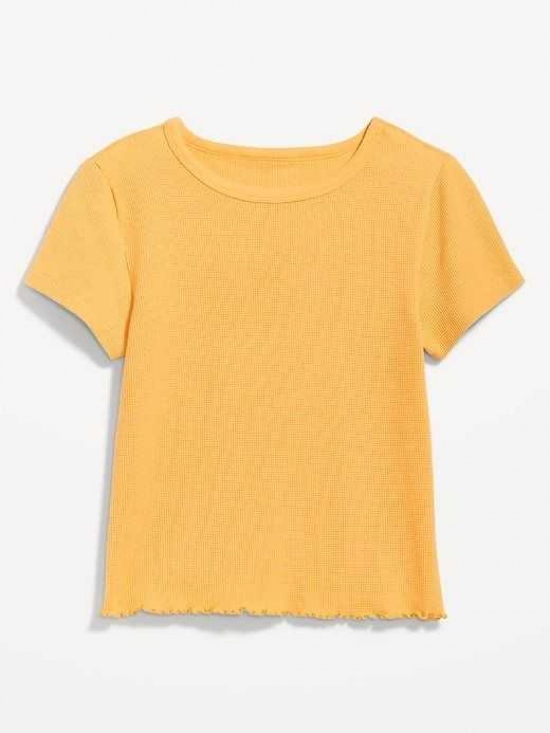 Old Navy Lettuce-Edge Thermal-Knit Cropped T-Shirt Sweet Pollen | WJT479056