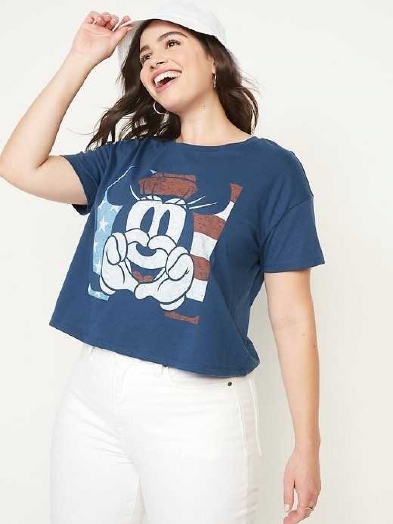 Old Navy Licensed Pop Culture Graphic Cropped T-Shirt Disney Americana | HGY352048