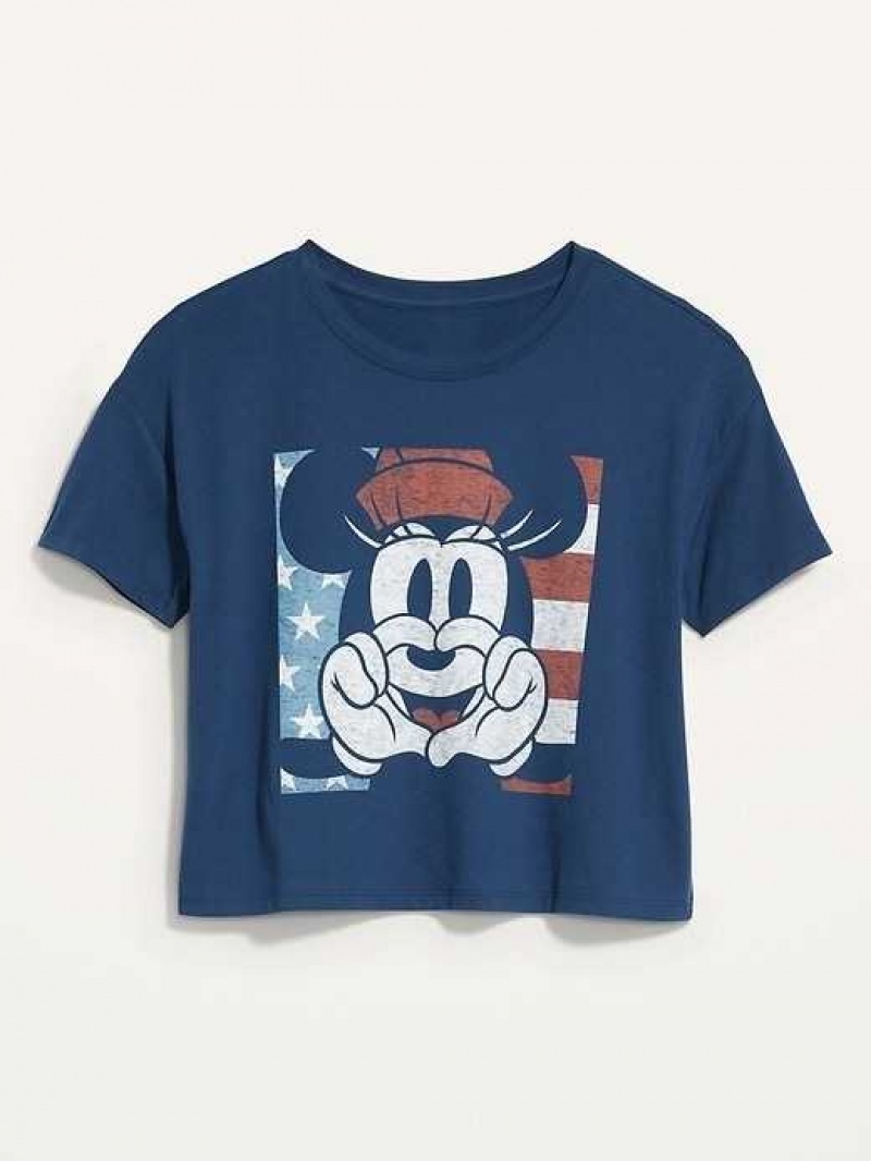 Old Navy Licensed Pop Culture Graphic Cropped T-Shirt Disney Americana | HGY352048