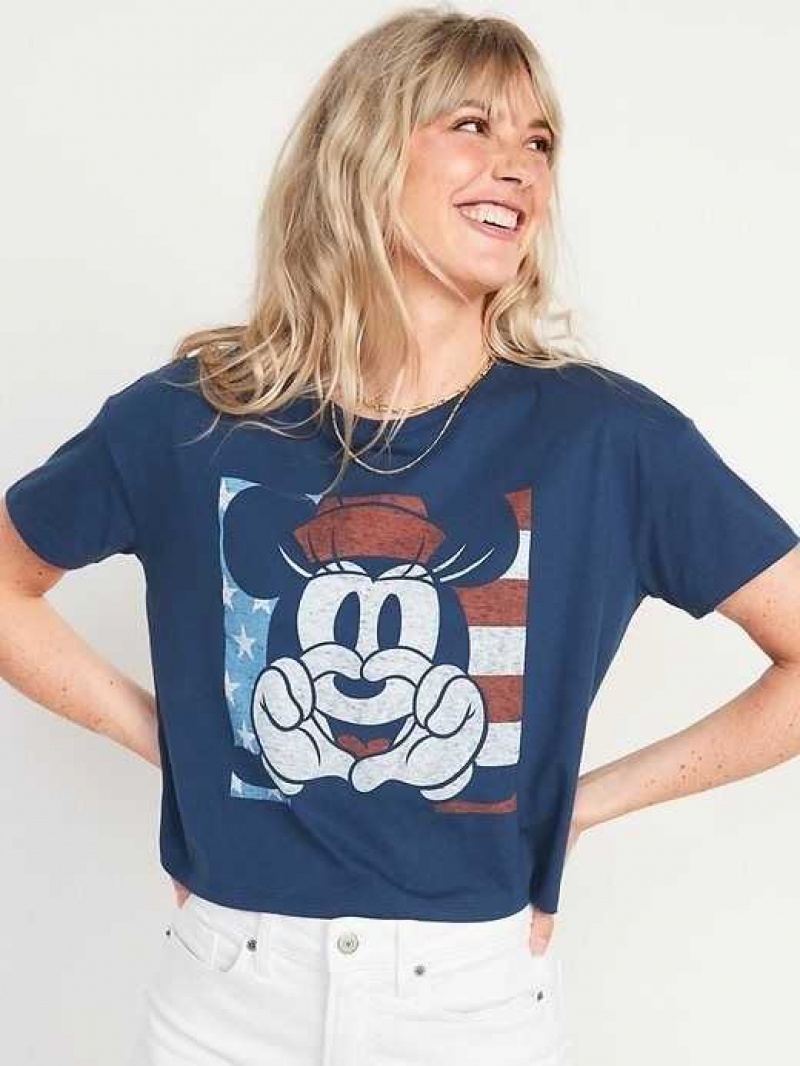 Old Navy Licensed Pop Culture Graphic Cropped T-Shirt Disney Americana | HGY352048