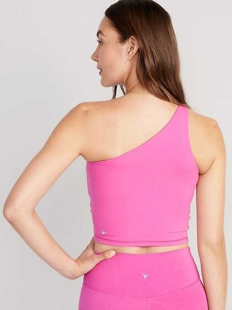 Old Navy Light-Support PowerChill One-Shoulder Longline Sports Bra Diaphanous | XQU758401