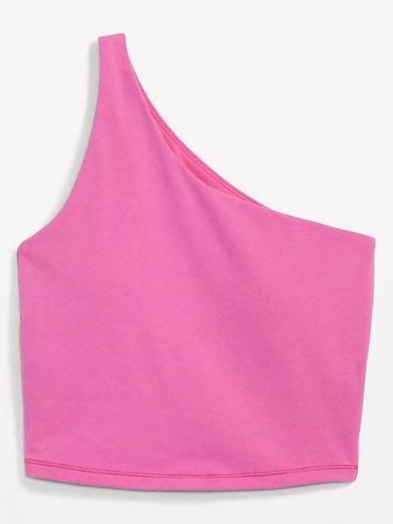 Old Navy Light-Support PowerChill One-Shoulder Longline Sports Bra Diaphanous | XQU758401