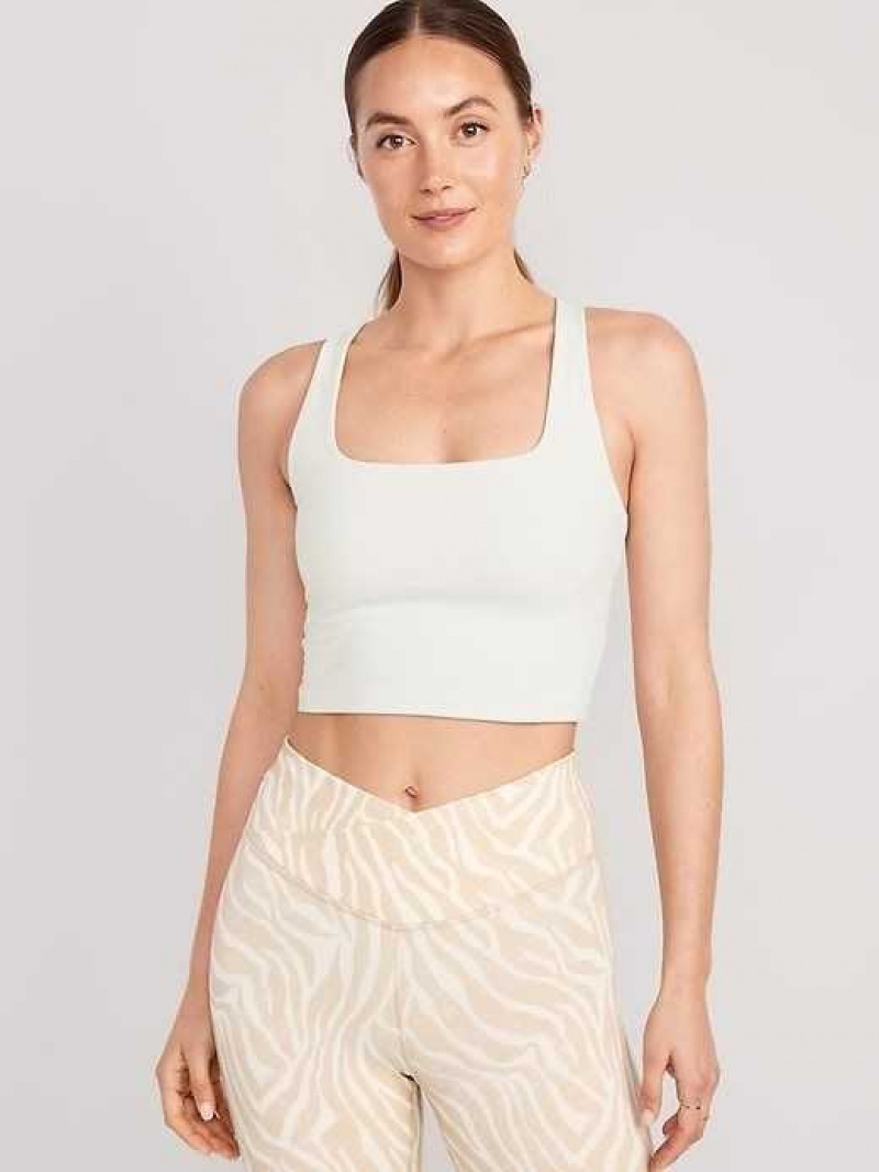 Old Navy Light Support PowerChill Cross-Back Longline Sports Bra Light Blue | UYI490368