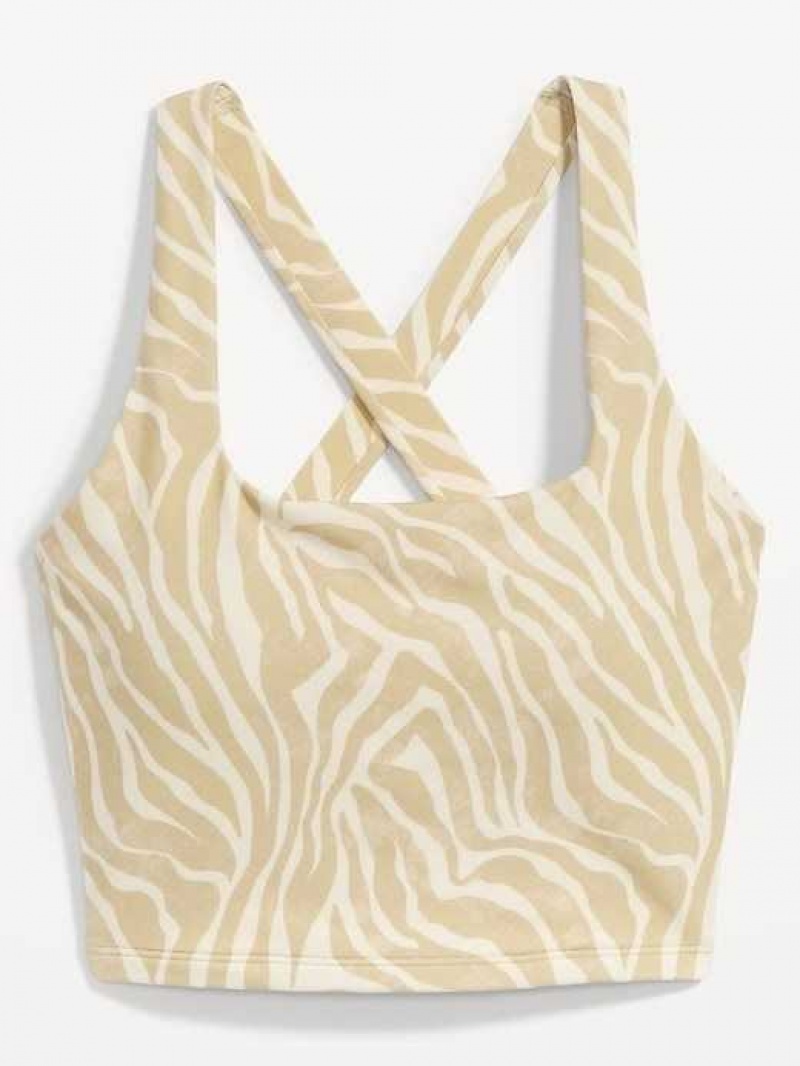 Old Navy Light Support PowerChill Cross-Back Longline Sports Bra Zebra | WSB342058