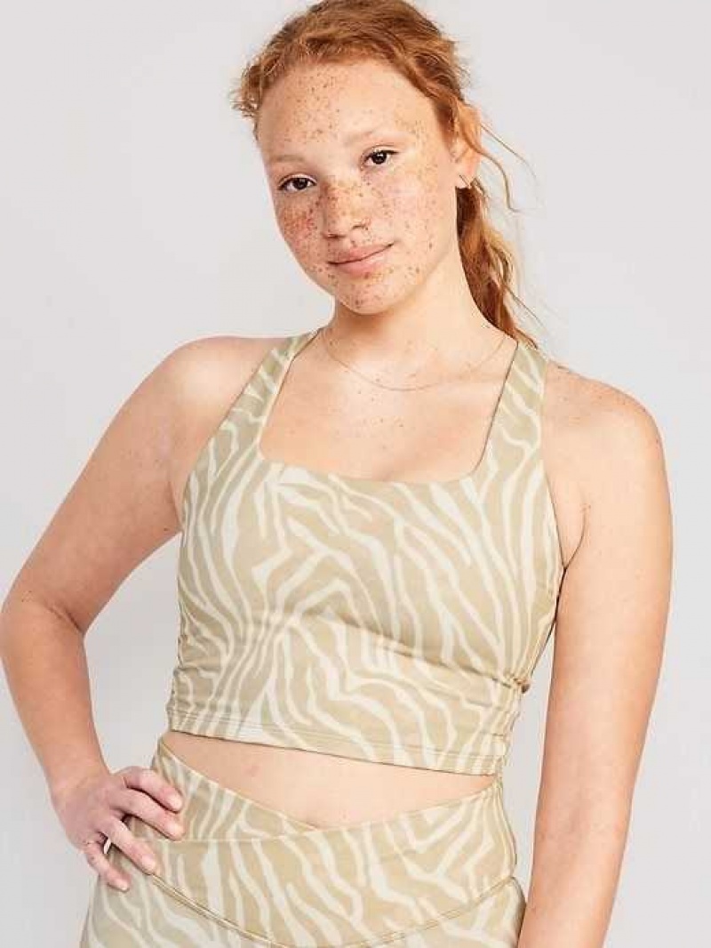 Old Navy Light Support PowerChill Cross-Back Longline Sports Bra Zebra | WSB342058