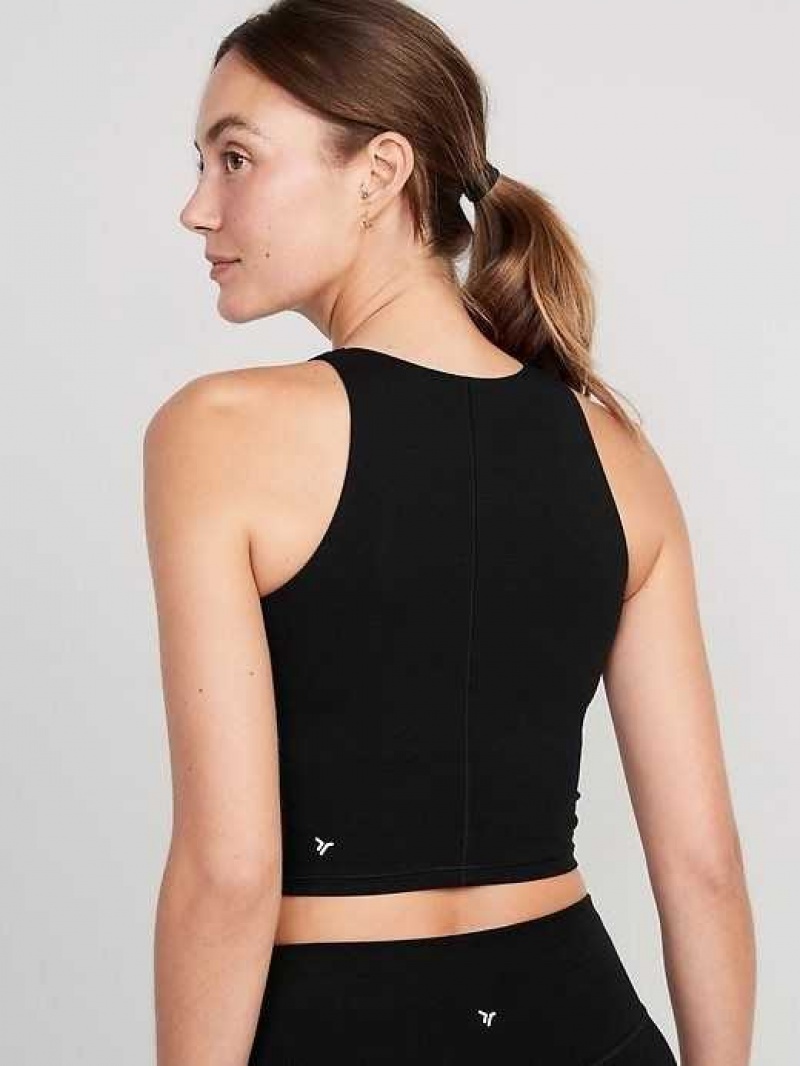 Old Navy Light Support PowerChill Longline Sports Bra Black | YDH735210