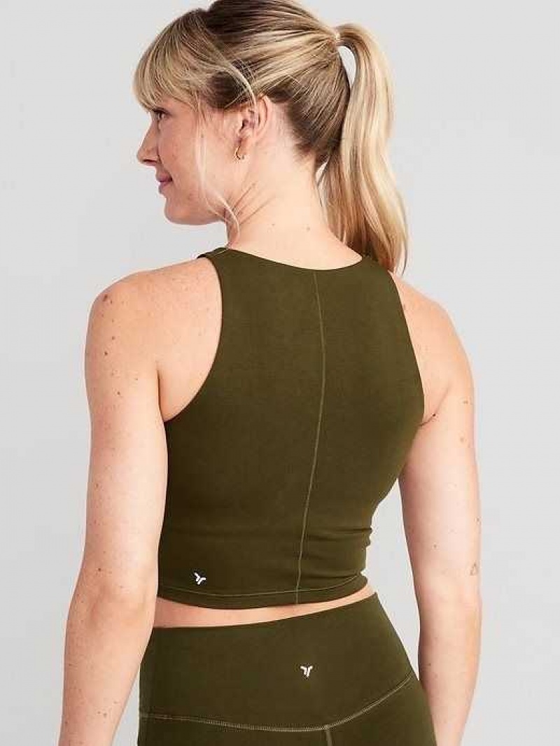 Old Navy Light Support PowerChill Longline Sports Bra Conifer | DXC704819