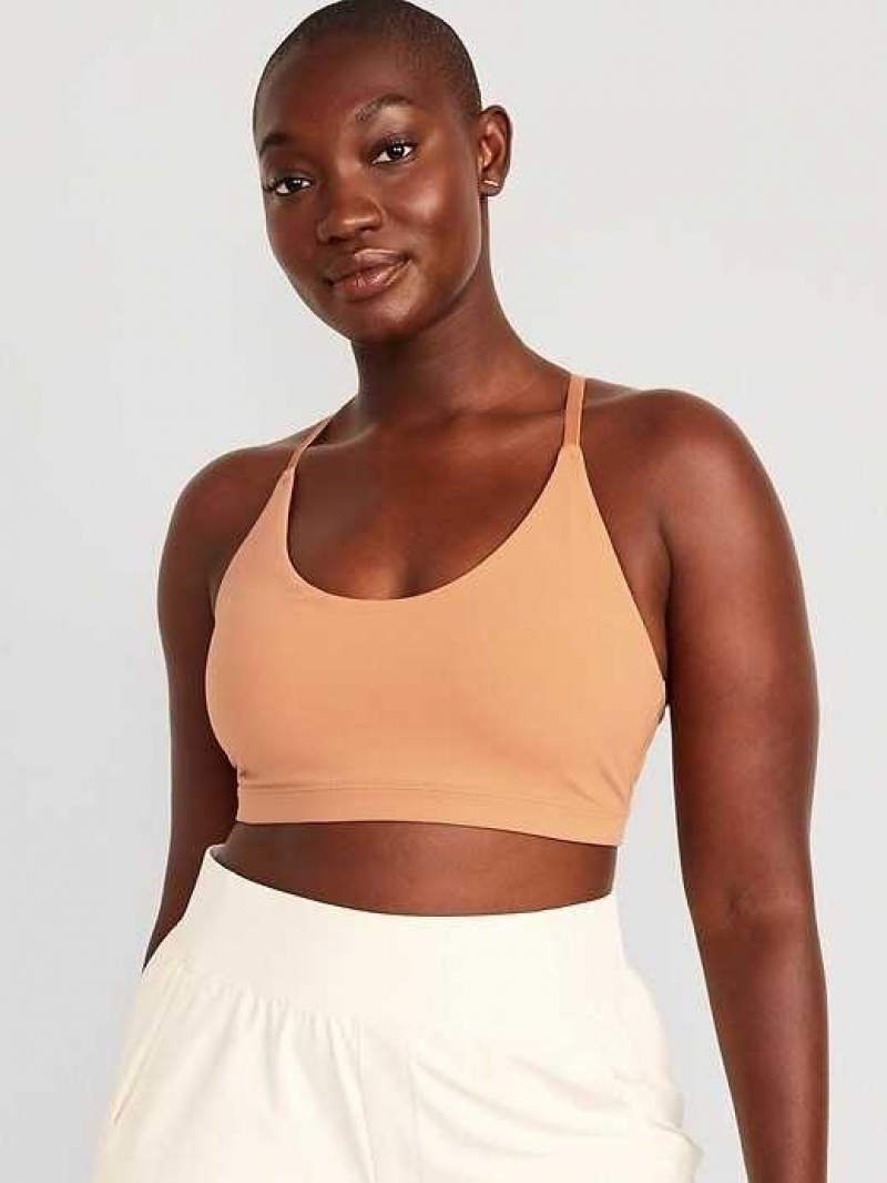 Old Navy Light Support PowerLite LYCRA ADAPTIV Sports Bra Caramelized Toffee | PQJ067854