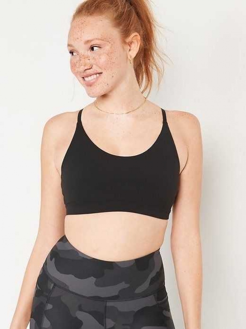 Old Navy Light Support PowerLite LYCRA ADAPTIV Sports Bra Black | ZAX659341