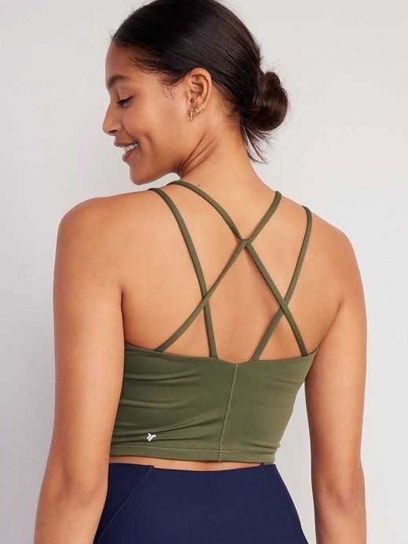 Old Navy Light Support PowerPress Strappy Longline Sports Bra Alpine Tundra | ZMR281395