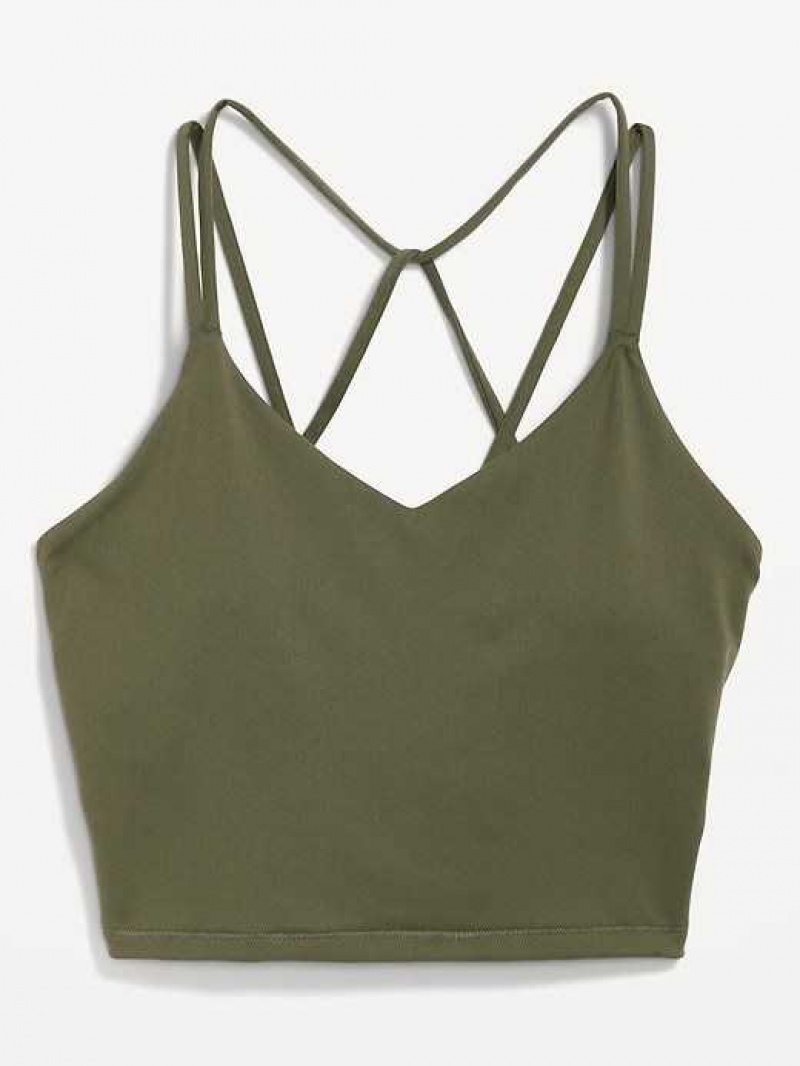 Old Navy Light Support PowerPress Strappy Longline Sports Bra Alpine Tundra | ZMR281395