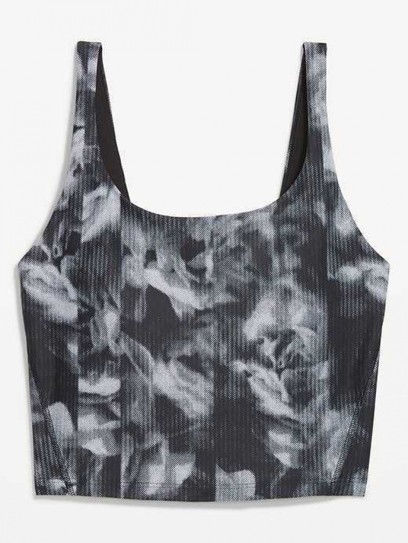 Old Navy Light Support PowerSoft Longline Sports Bra Black Grey | USE085673