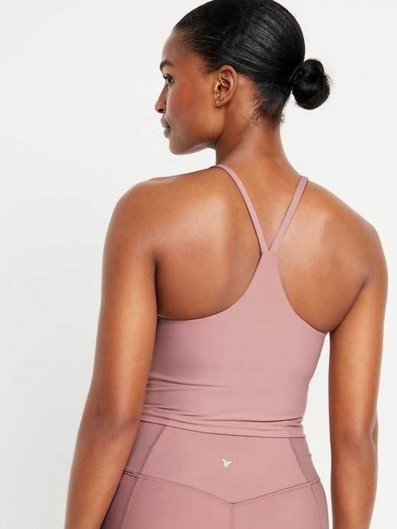 Old Navy Light Support PowerSoft Longline Sports Bra Woodrose | UIS039271