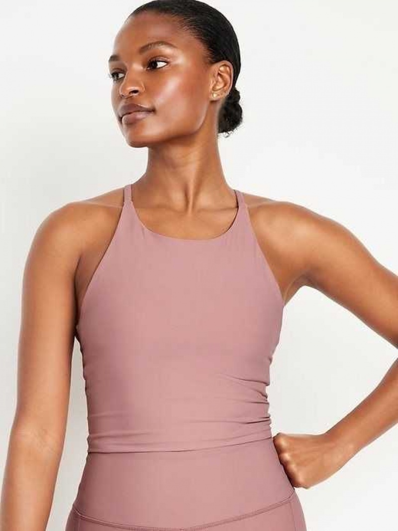 Old Navy Light Support PowerSoft Longline Sports Bra Woodrose | UIS039271