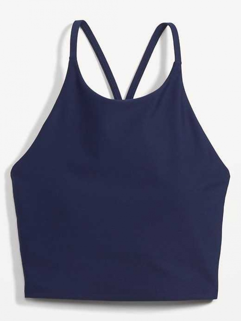 Old Navy Light Support PowerSoft Longline Sports Bra Navy | UFJ083562