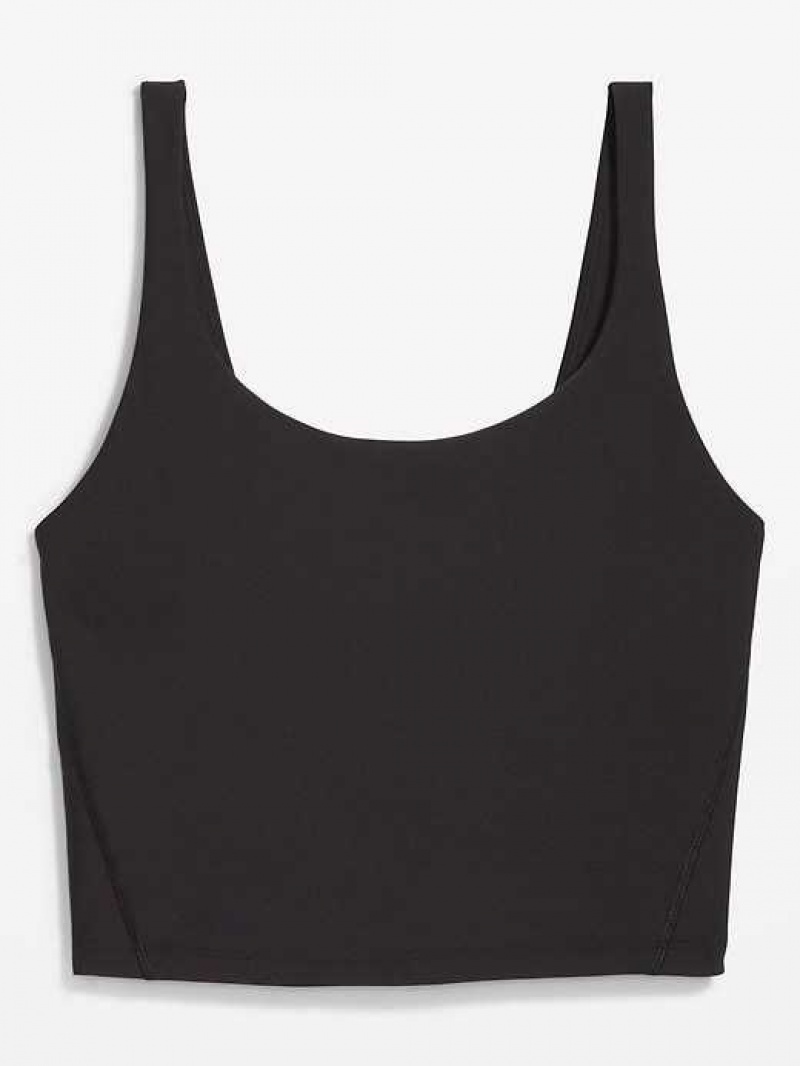 Old Navy Light Support PowerSoft Longline Sports Bra Black | ZKW549730