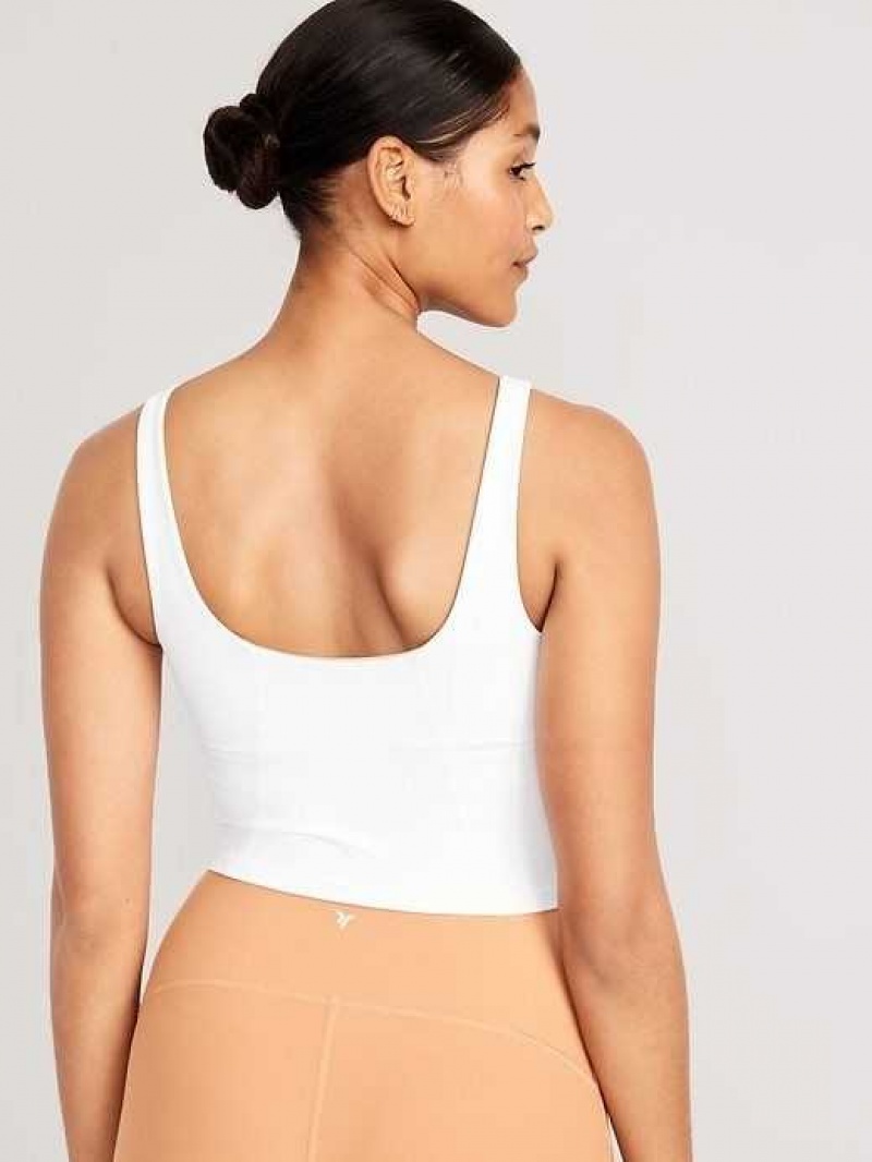 Old Navy Light Support PowerSoft Longline Sports Bra White | RMK607324