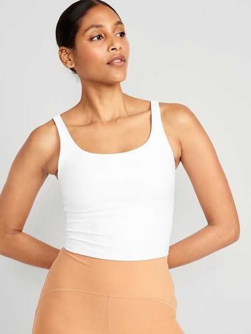 Old Navy Light Support PowerSoft Longline Sports Bra White | RMK607324