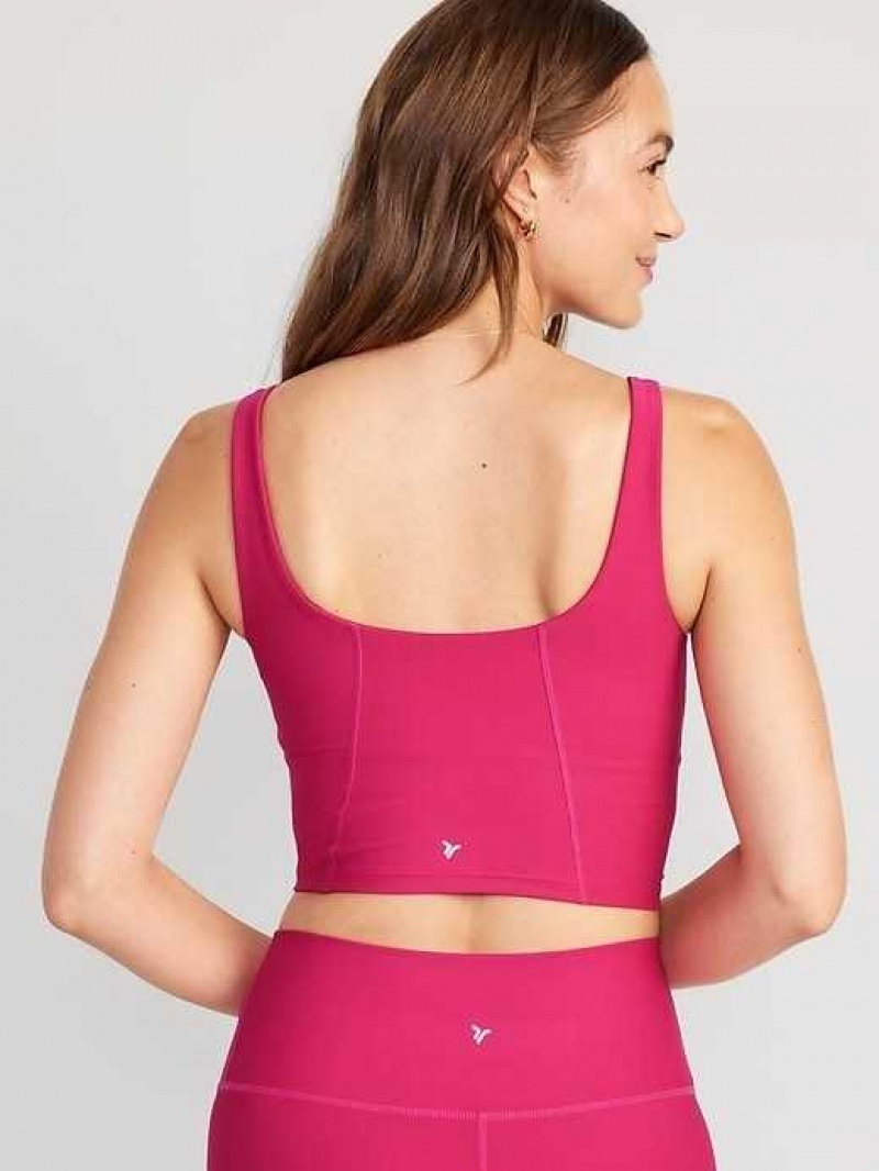 Old Navy Light Support PowerSoft Longline Sports Bra Pink | RLW657134