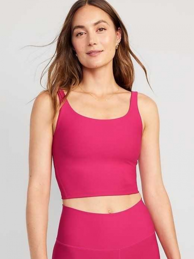 Old Navy Light Support PowerSoft Longline Sports Bra Pink | RLW657134