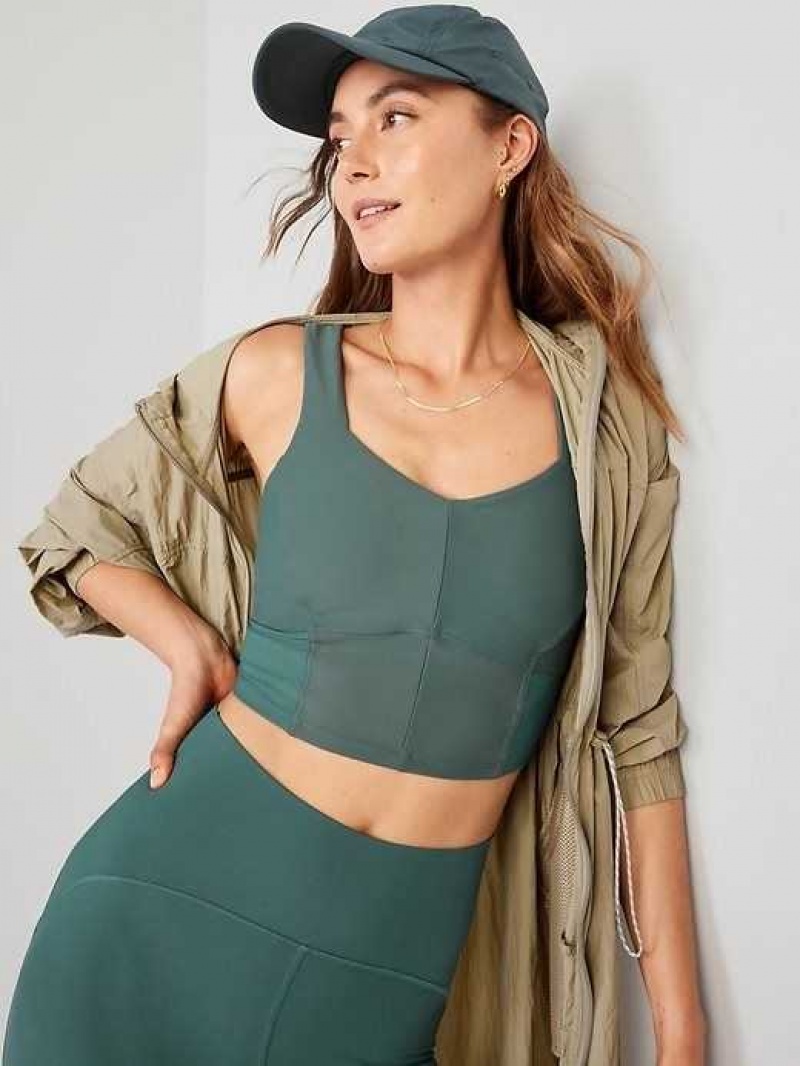 Old Navy Light Support PowerSoft Longline Sports Bra Jade | QZT061483