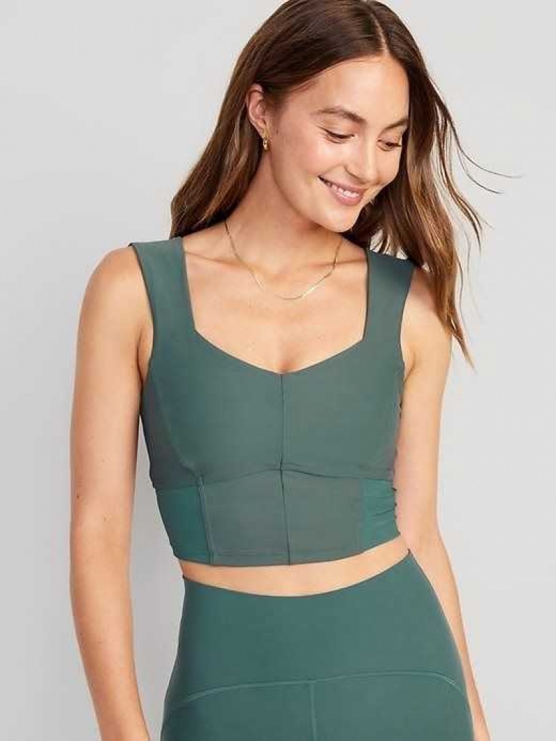 Old Navy Light Support PowerSoft Longline Sports Bra Jade | QZT061483