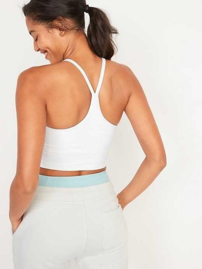 Old Navy Light Support PowerSoft Longline Sports Bra White | HWV158094