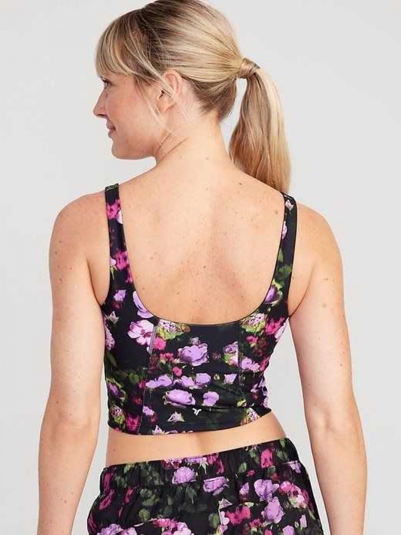 Old Navy Light Support PowerSoft Longline Sports Bra Purple | HLQ346705