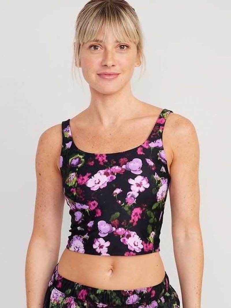 Old Navy Light Support PowerSoft Longline Sports Bra Purple | HLQ346705