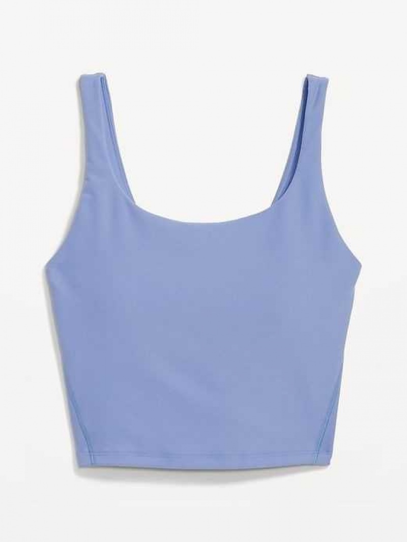 Old Navy Light Support PowerSoft Longline Sports Bra Blue | GST029574