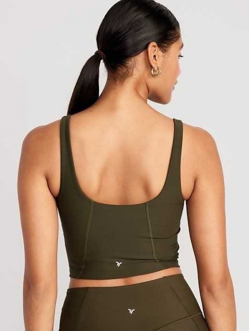 Old Navy Light Support PowerSoft Longline Sports Bra Conifer | GLK415907