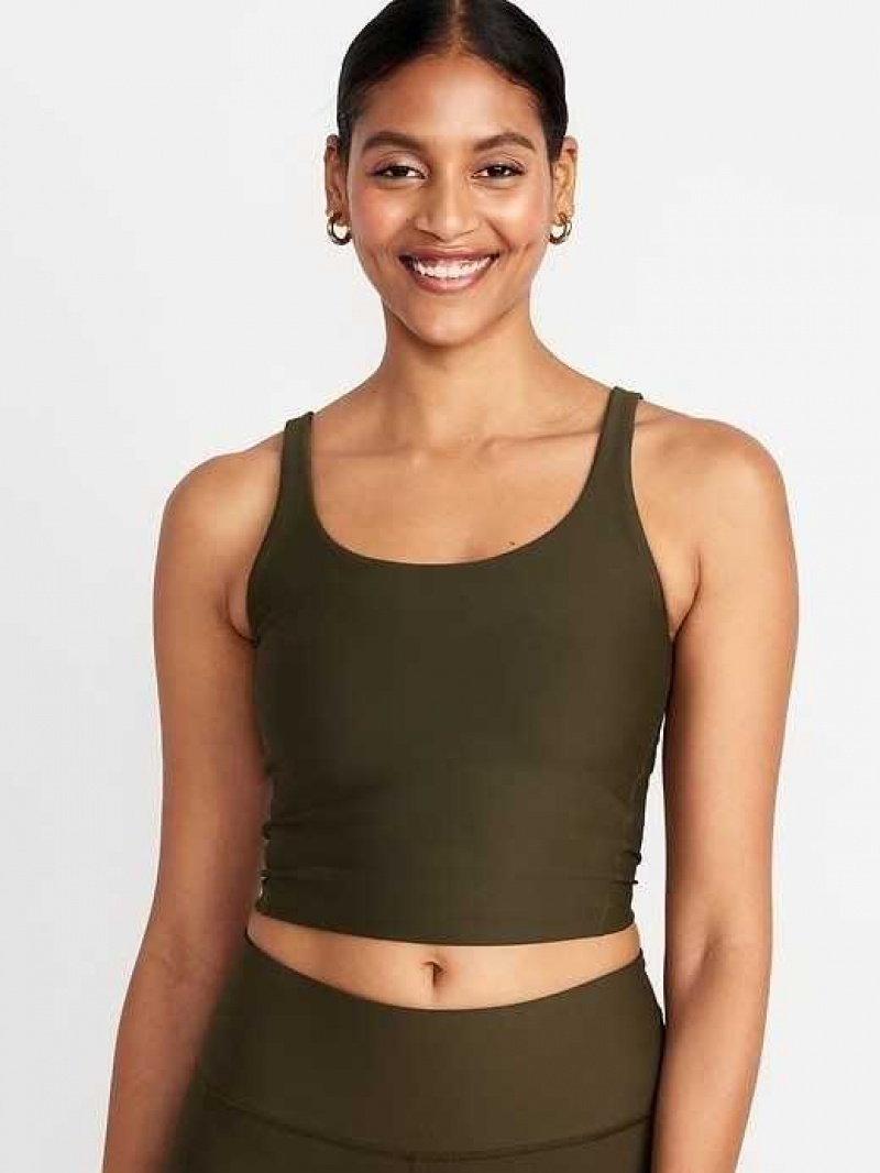 Old Navy Light Support PowerSoft Longline Sports Bra Conifer | GLK415907